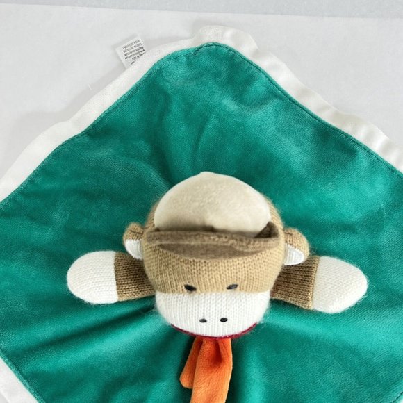 Baby Starters Sock Monkey Lovey Baby Security Blanket Infant Green Plush Toy - Picture 4 of 9